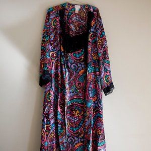 Amoureuse nightgown nightie robe set 2 piece plus size 2x lace paisley sexy